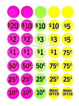 2000 Garage Sale Price Stickers Labels