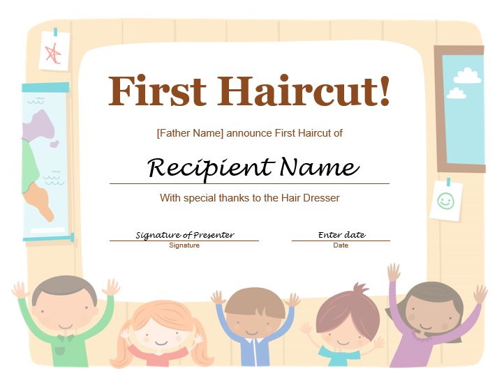 5 Free Printable First Haircut Certificate Templates Blue Within 