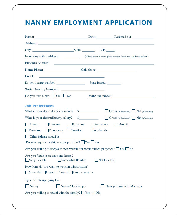 92 FREE PRINTABLE SAMPLE JOB APPLICATIONS SamplePrintable2