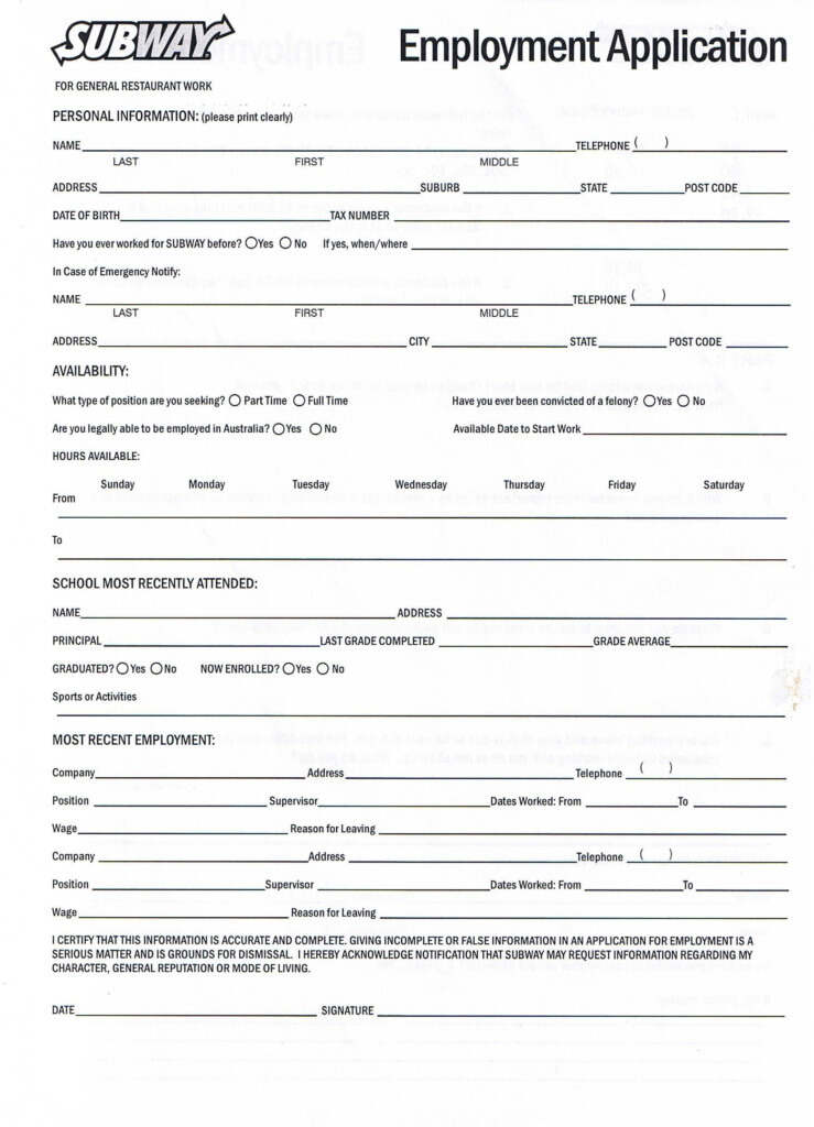 92 SAMPLE PRINTABLE JOB APPLICATIONS SamplePrintable2