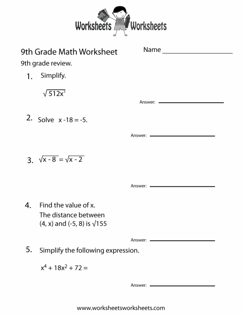 9Th Grade Algebra Worksheets Free Printable Free Printable A To Z
