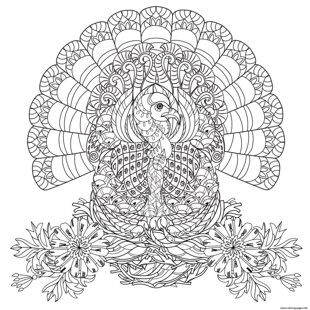 Adult Thanksgiving Turkey Coloring Page Printable