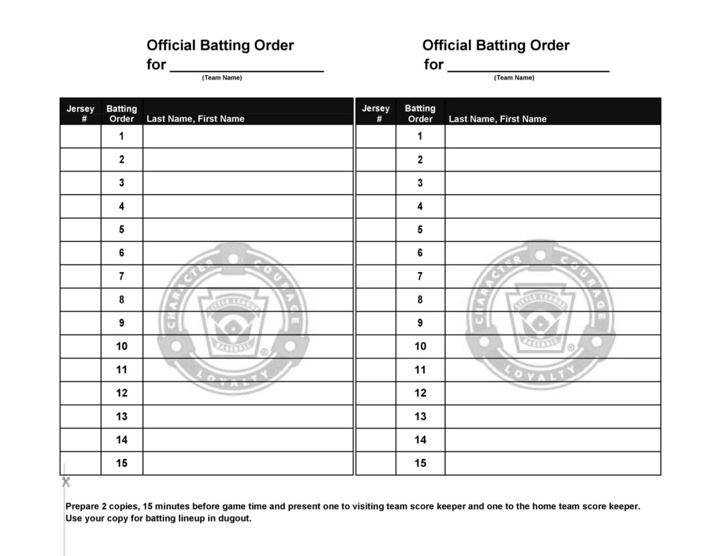 Baseball Lineup Cards Printable Printable Word Searches