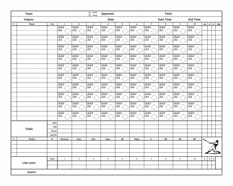 Baseball Score Sheets Printable