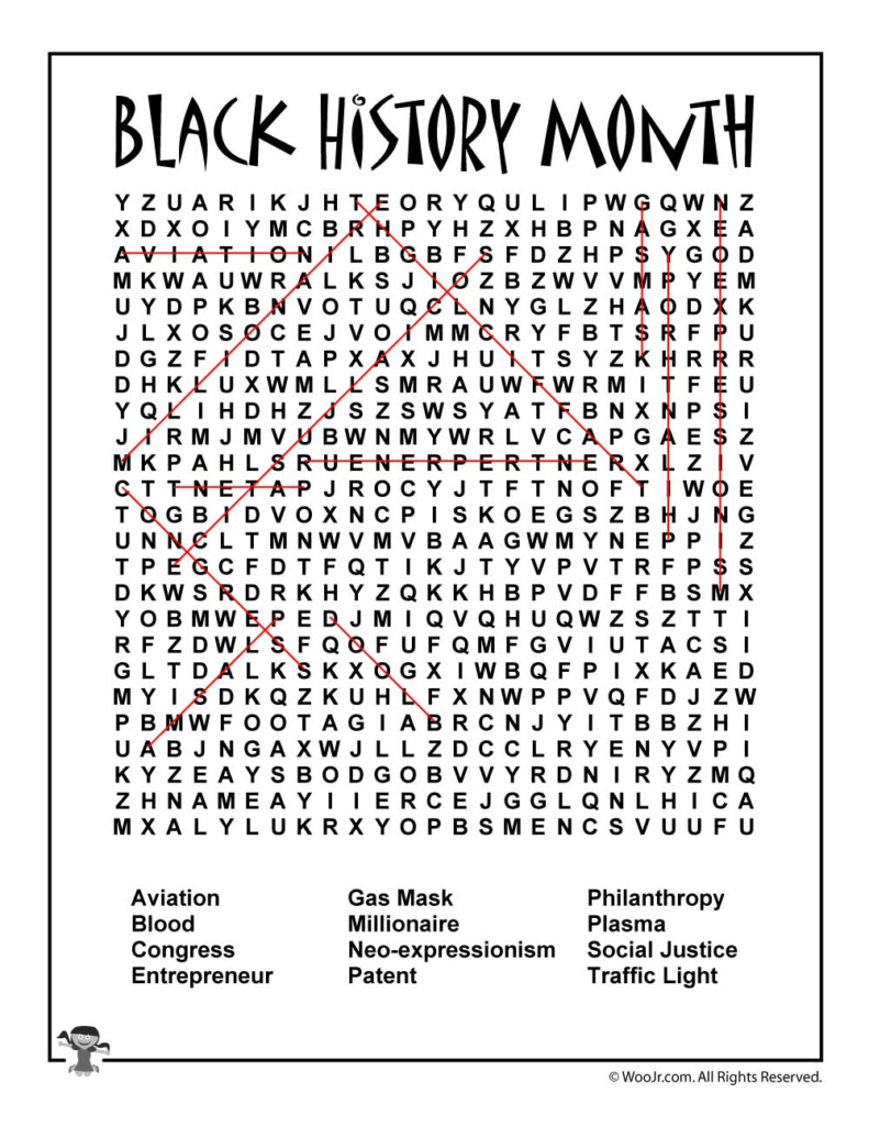 Black History Month Word Search Answer Key Woo Jr Kids Activities