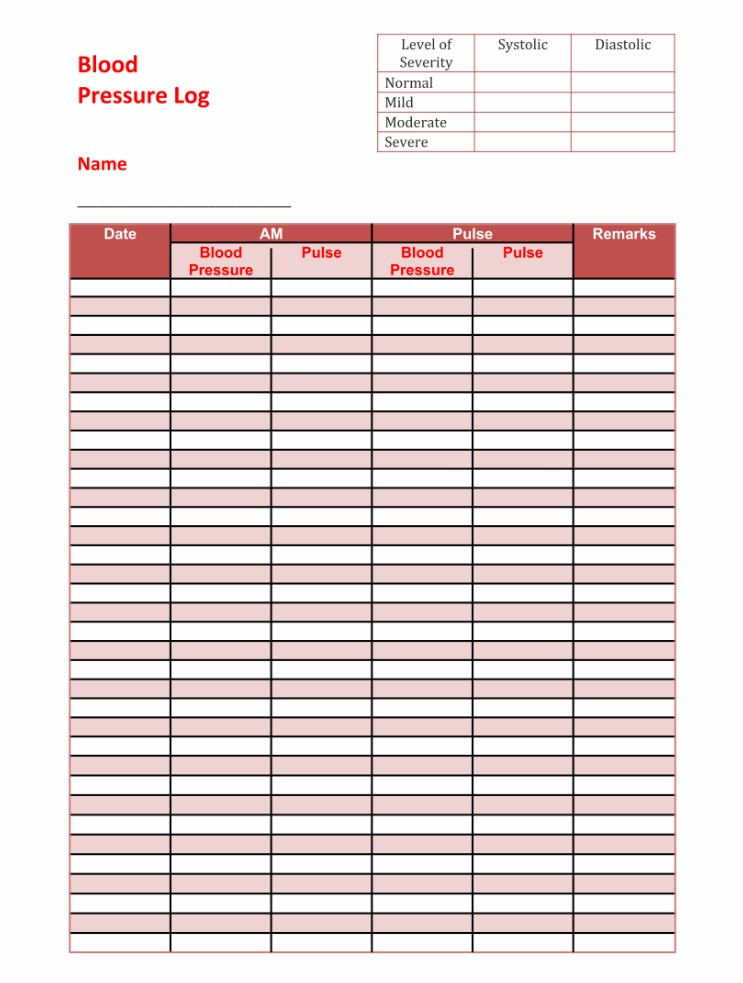 Blood Pressure So2 And Pulse Log Printable Keragym
