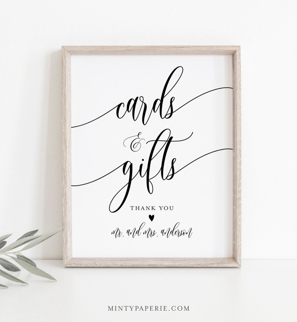 Cards And Gifts Sign Printable Wedding Gift Editable Template Modern 