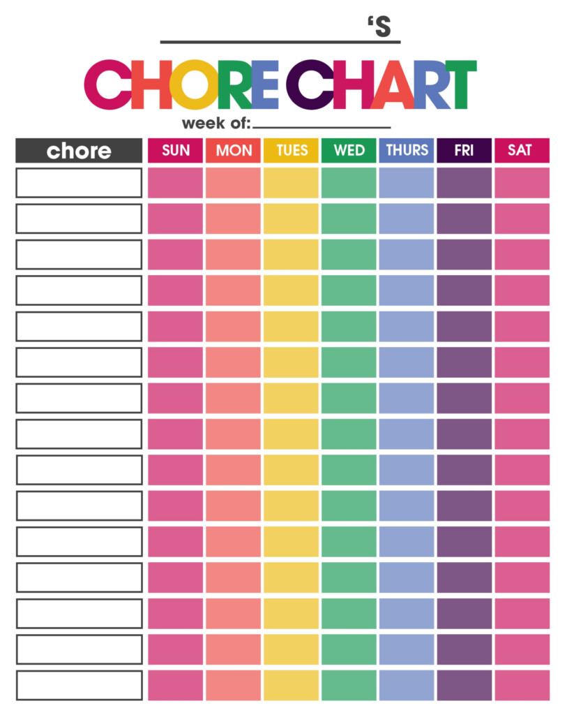 Chore Chart Free Printable Chore Charts Free Printables Chore The 