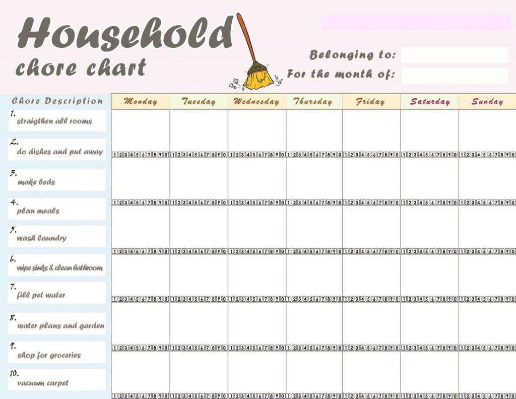 Chore Charts Printable Free Printable