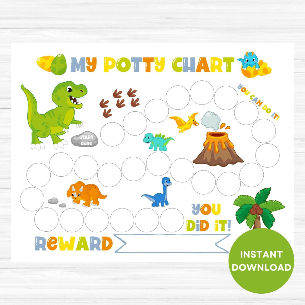 Dinosaur Potty Chart Printable Potty Training Chart Boy Sticker Chart 