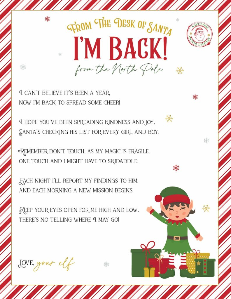 Elf On The Shelf Arrival And Goodbye Letters FREE Printable Set 
