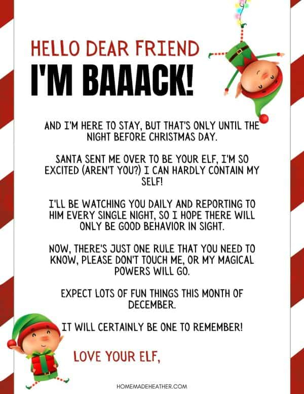 Elf On The Shelf Letter Printables Homemade Heather