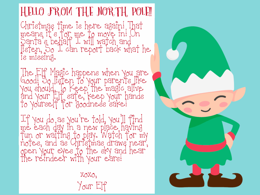 Elf On The Shelf Welcome Letter Printable