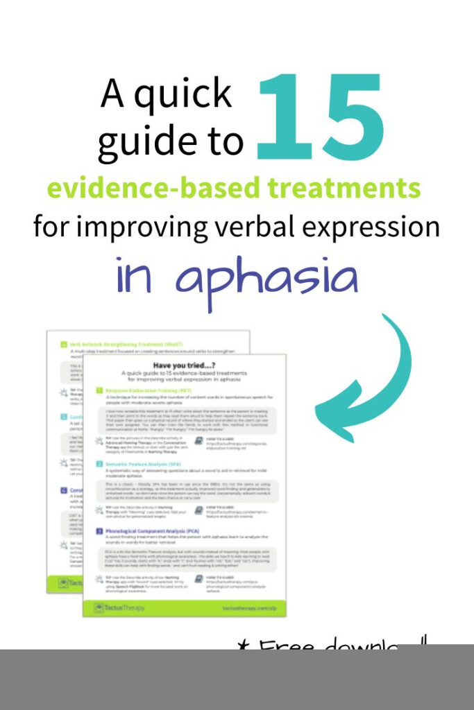 Expressive Aphasia Treatment For SLPs FREE Printable Aphasia 