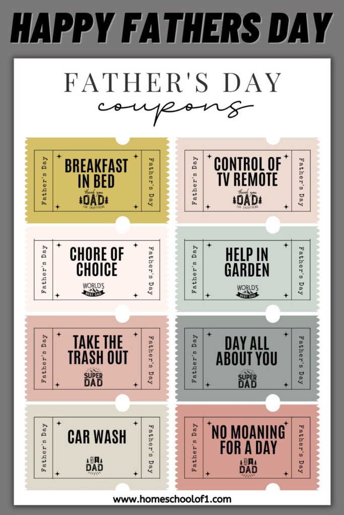 Father Day Coupons Free Printable Printable Word Searches