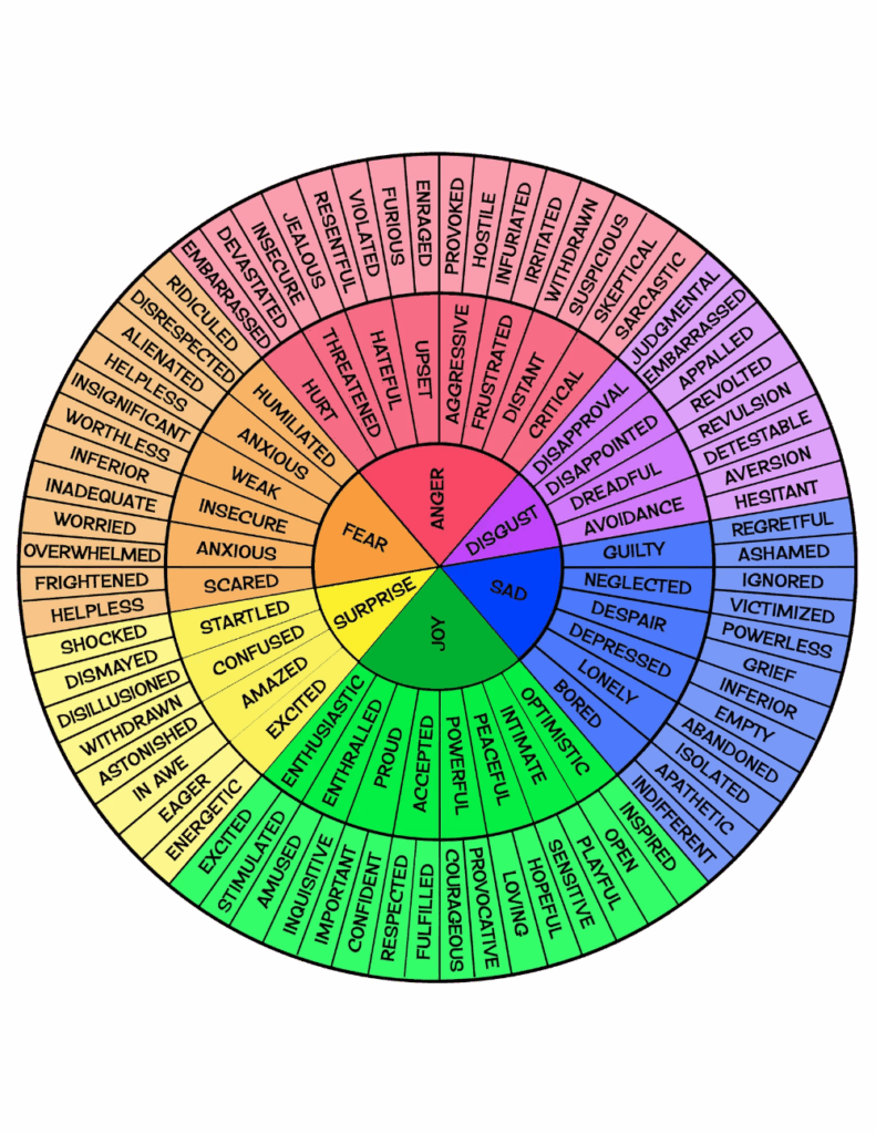 Feelings Wheel Digital Download Emotions Wheel PDF Printable 