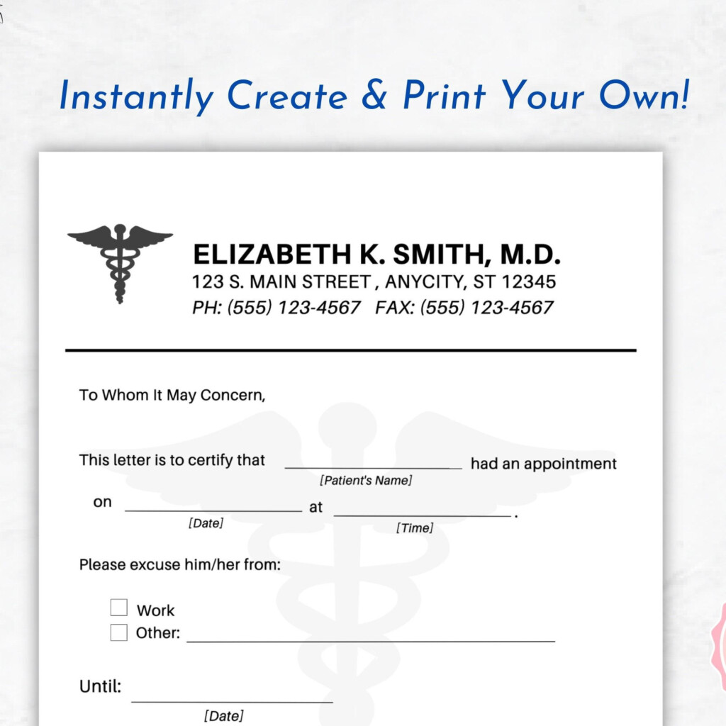 Fillable Doctors Note Doctor Excuse Note Template Custom Drs Notepad 