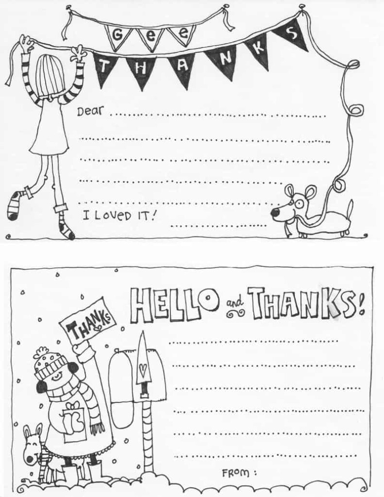 Foldable Free Printable Thank You Cards To Color
