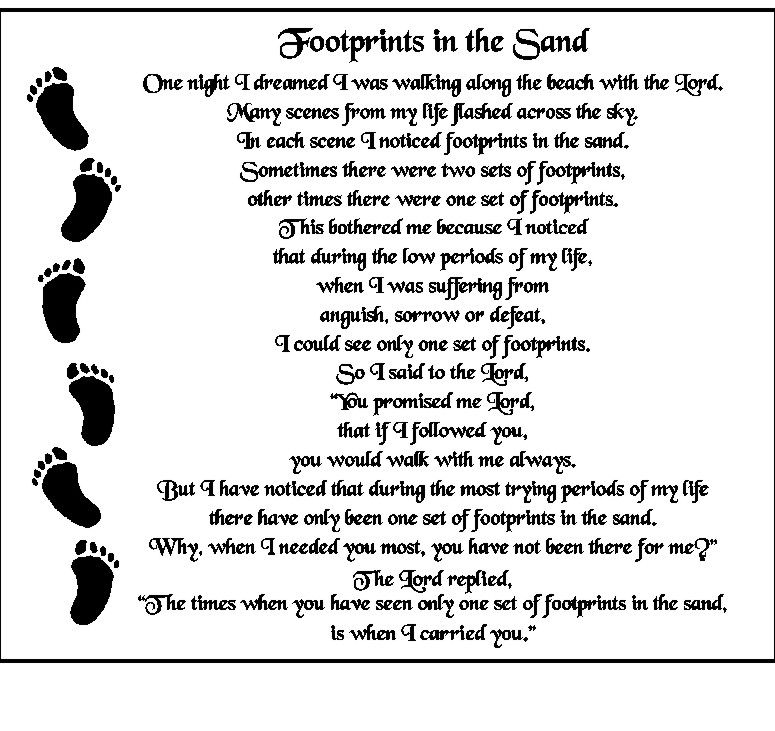 Footprints Poem Printable Black And White FreePrintableTM