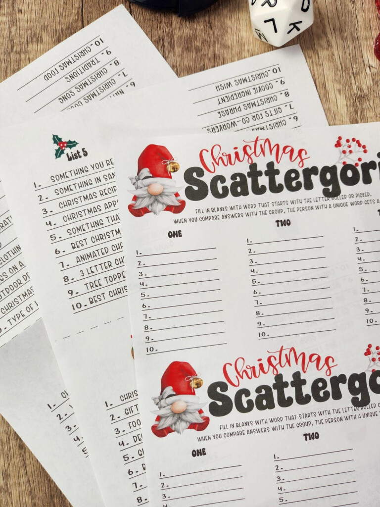 FREE Christmas Scattergories Game For Festive Fun
