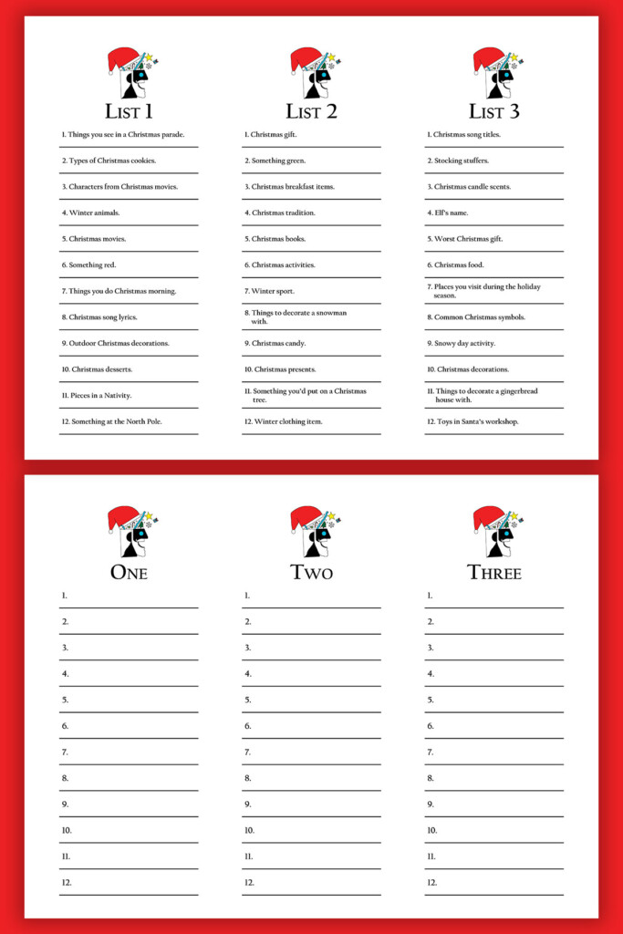 Free Christmas Scattergories Printable Game Set