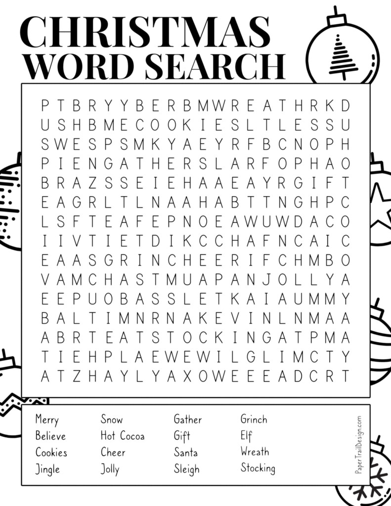 Free Christmas Word Searches Printable