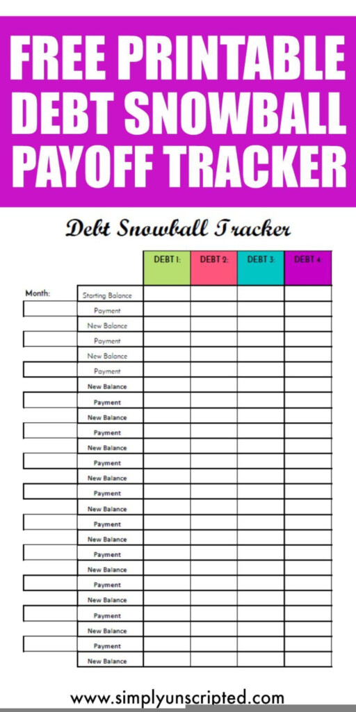 Free Debt Snowball Printable Worksheet Track Your Debt Payoff Free 