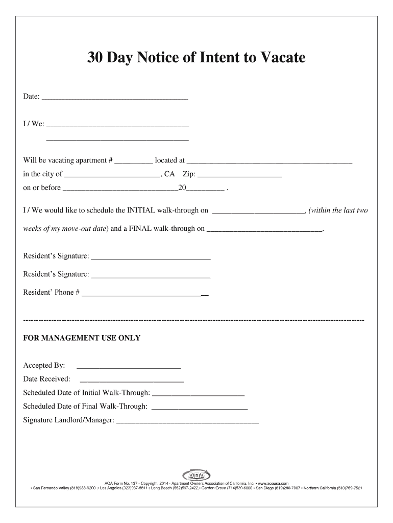 Free Printable 30 Day Notice To Vacate Printable Form Templates And 