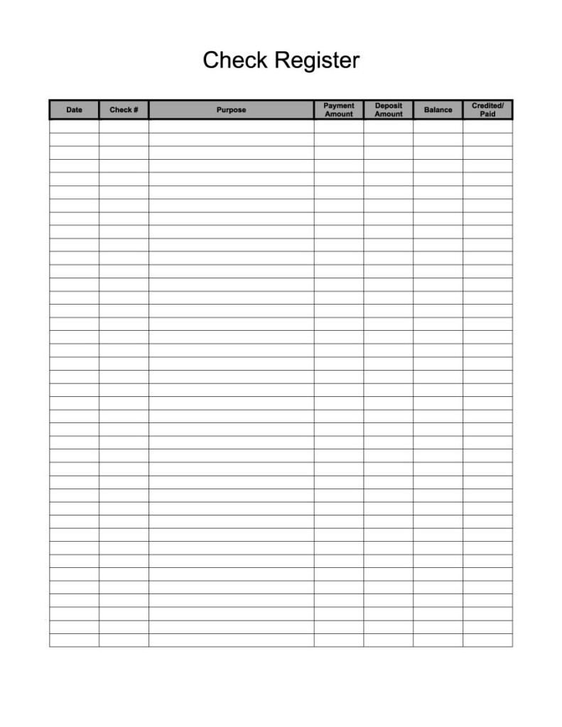 Free Printable Blank Check Register Template Free Printable