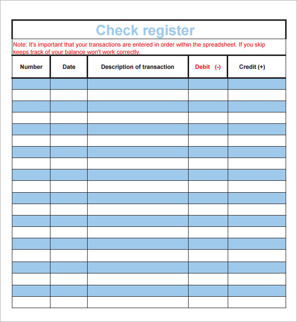 Free Printable Blank Check Register Template Printable Forms Free Online