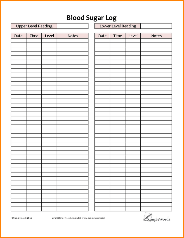 Free Printable Blood Sugar Log AlphabetWorksheetsFree