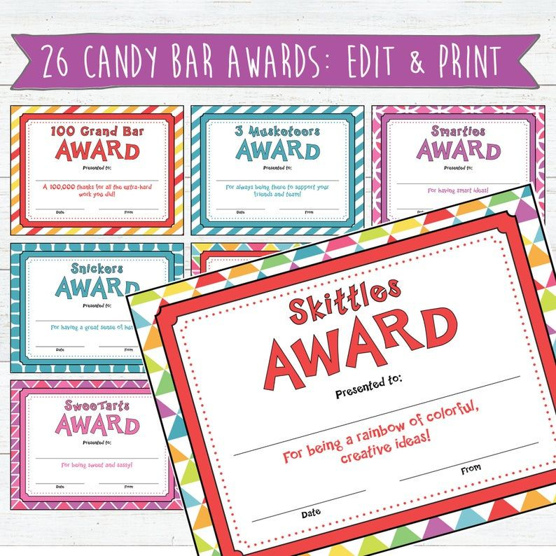 Free Printable Candy Awards Certificates