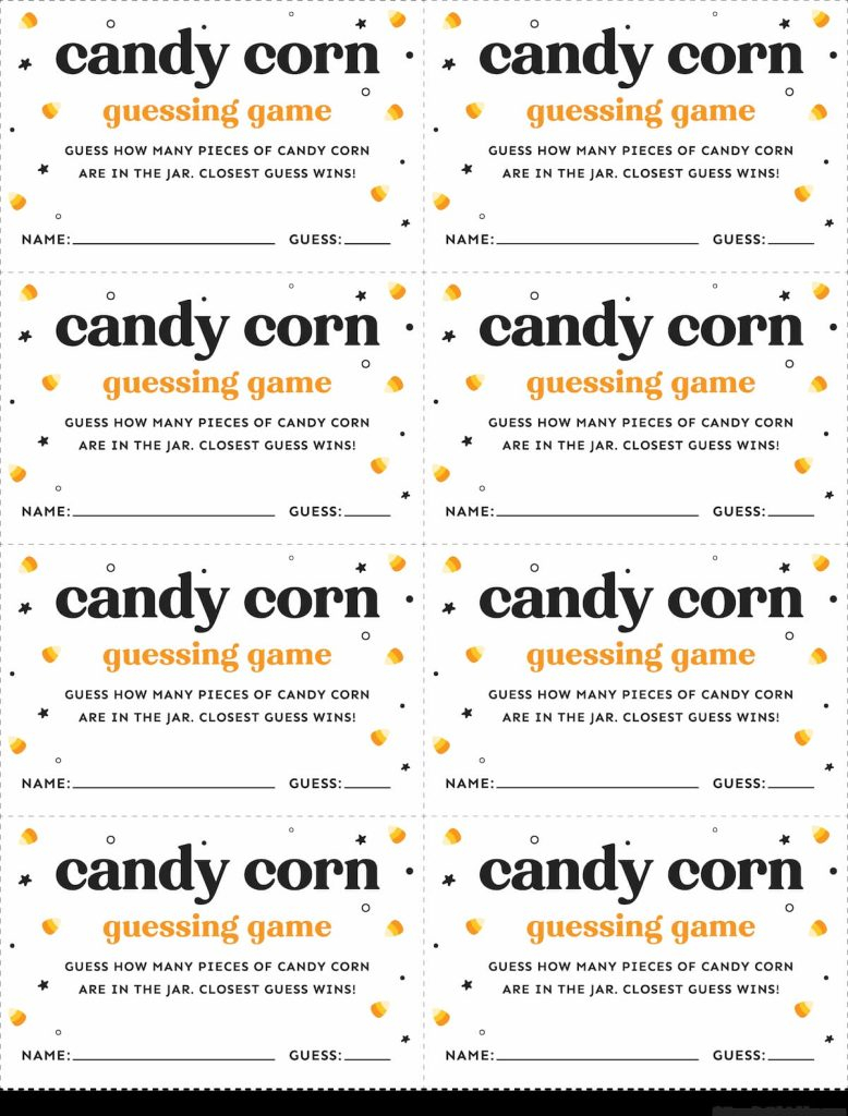 Free Printable Candy Corn Guessing Game Cards Favorite Printables