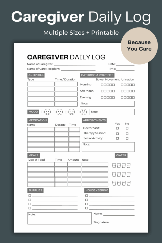 Free Printable Caregiver Daily Checklist Elderly Dev onallcylinders