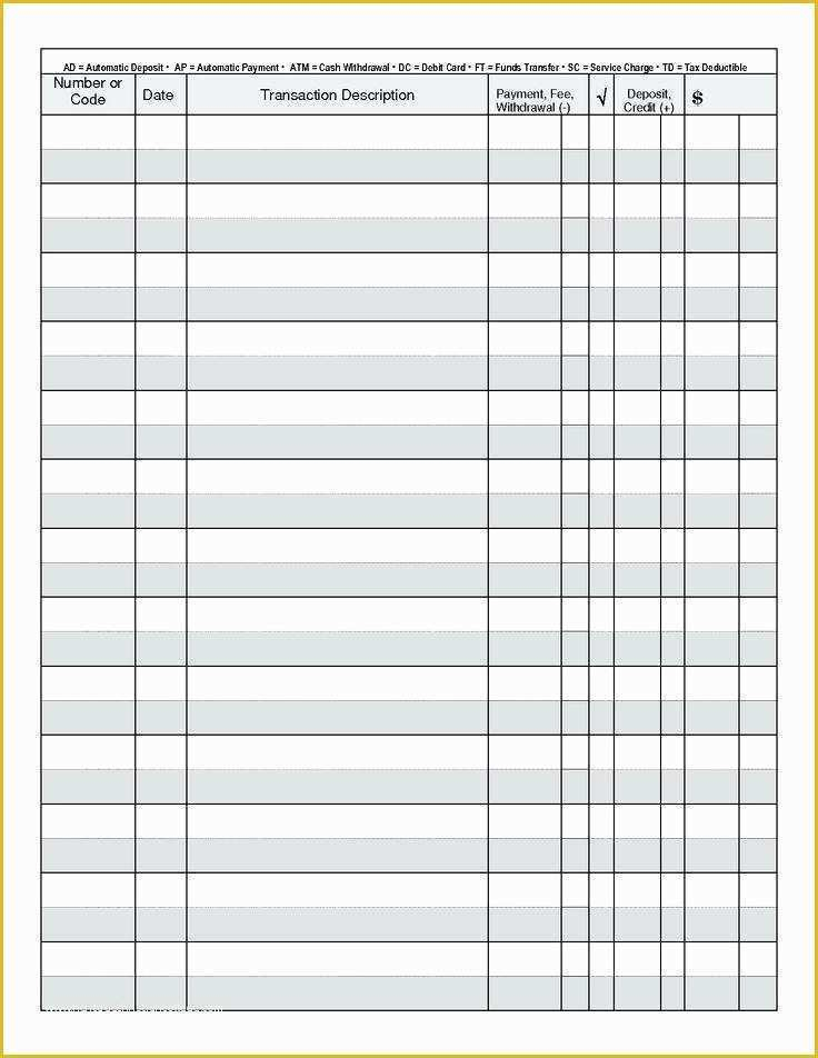 Free Printable Checkbook Ledger