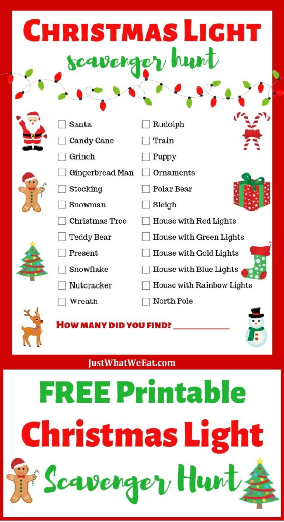 Free Printable Christmas Light Scavenger Hunt Printable Educational 