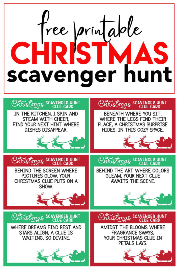 Free Printable Christmas Scavenger Hunt Clues Overstuffed Life