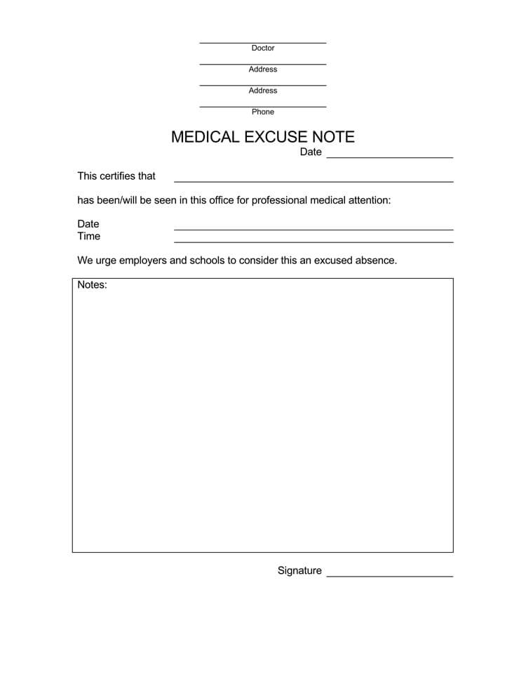 Free Printable Doctors Note Template Printable Templates