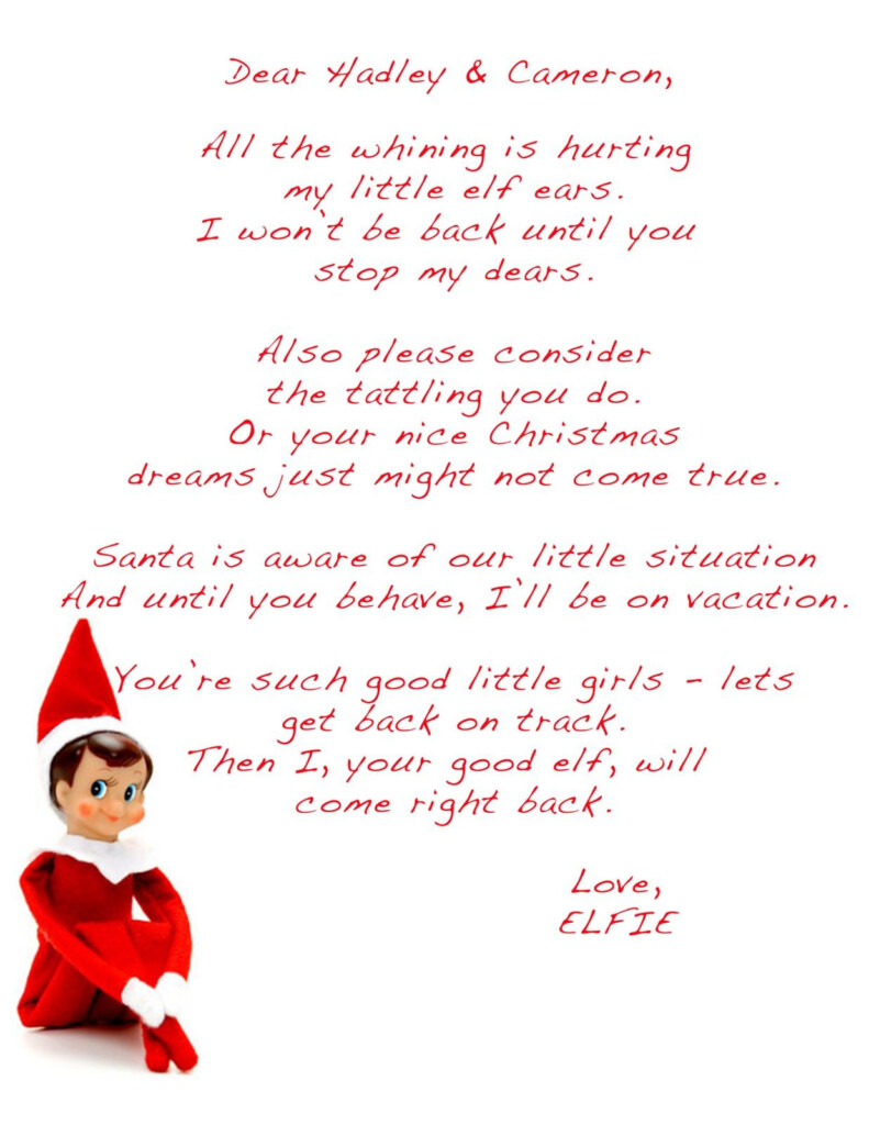 Free Printable Elf On The Shelf Letter