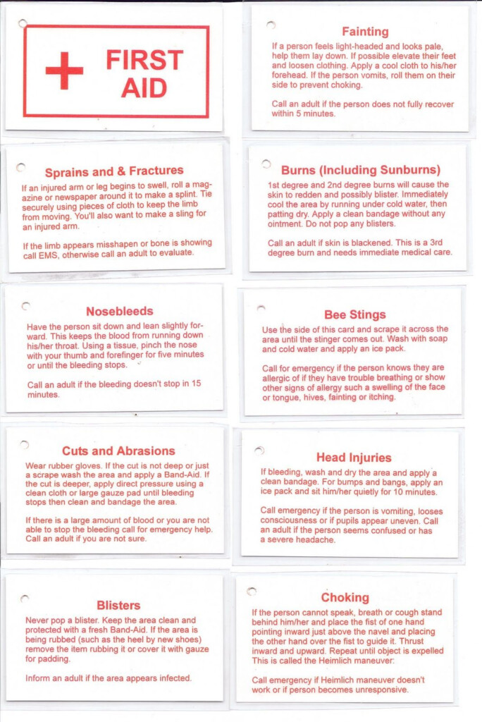 Free Printable First Aid Pocket Guide