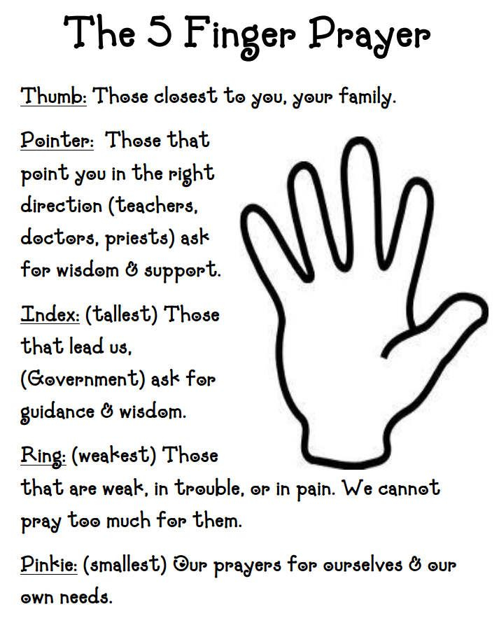 Free Printable Five Finger Prayer Worksheet Printable Word Searches