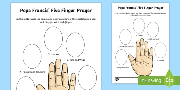 Free Printable Five Finger Prayer Worksheet Printable Word Searches