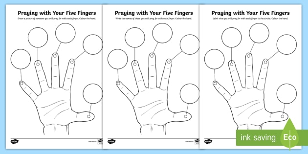 Free Printable Five Finger Prayer Worksheet Printable Word Searches