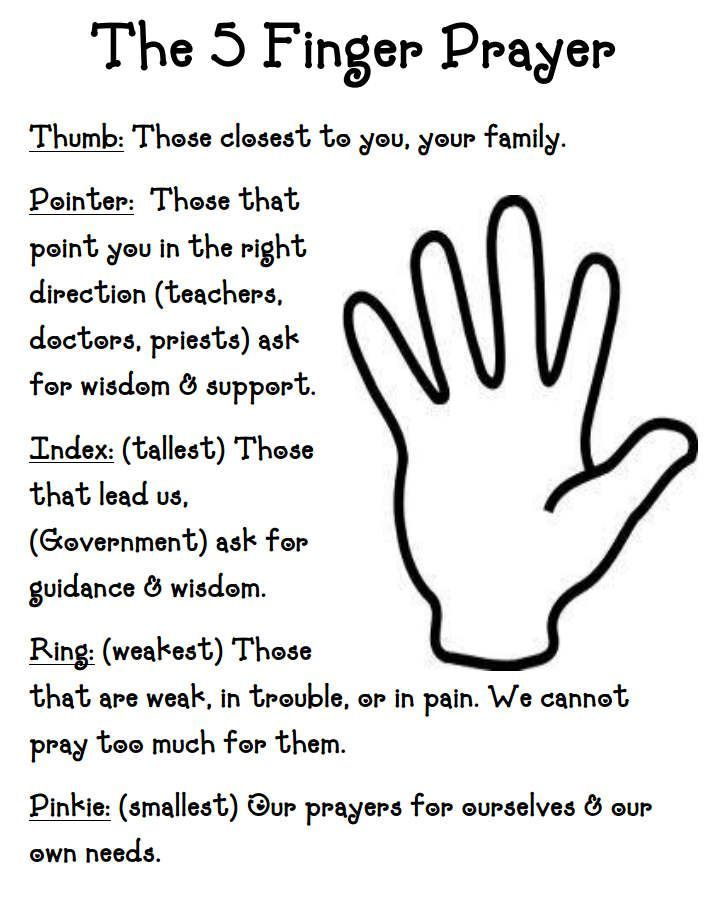 Free Printable Five Finger Prayer Worksheet Printable Word Searches