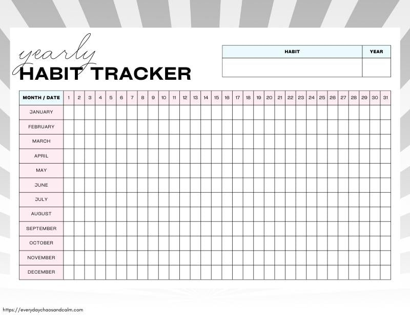 FREE Printable HABIT TRACKER PDF 2023 INSTANT Download 54 OFF