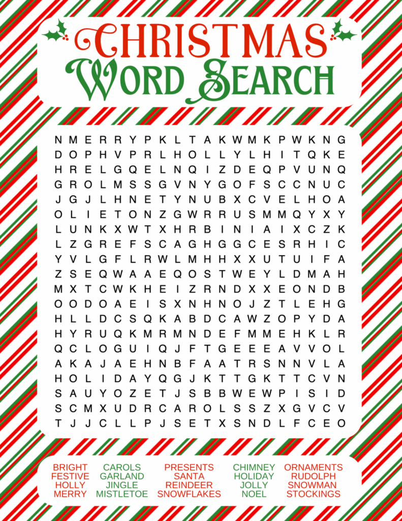 Free Printable Hard Christmas Word Searches Word Search Maker