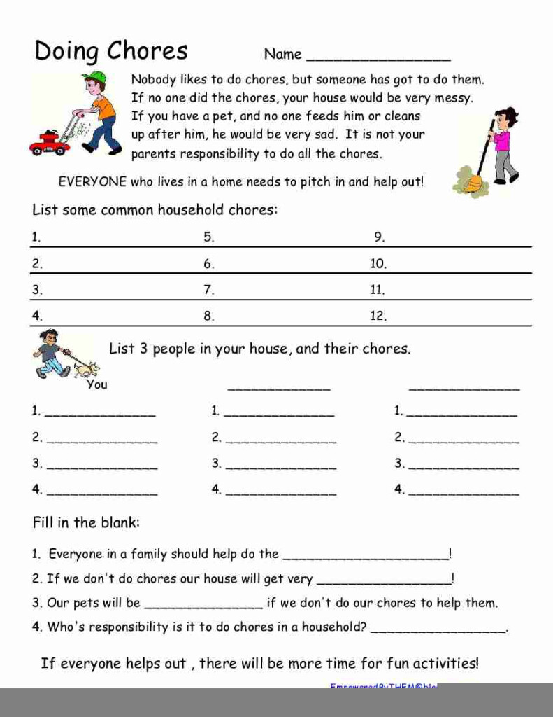 Free Printable Life Skills Worksheets SkillsWorksheets