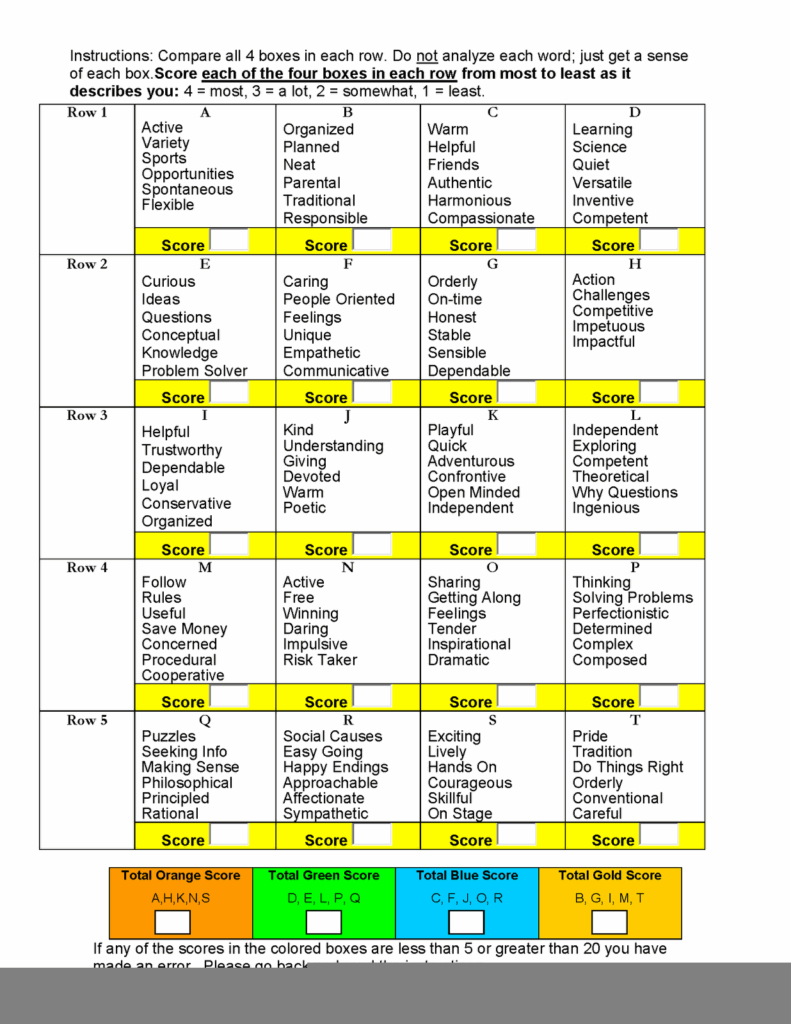 Free Printable Personality Test Free Printable