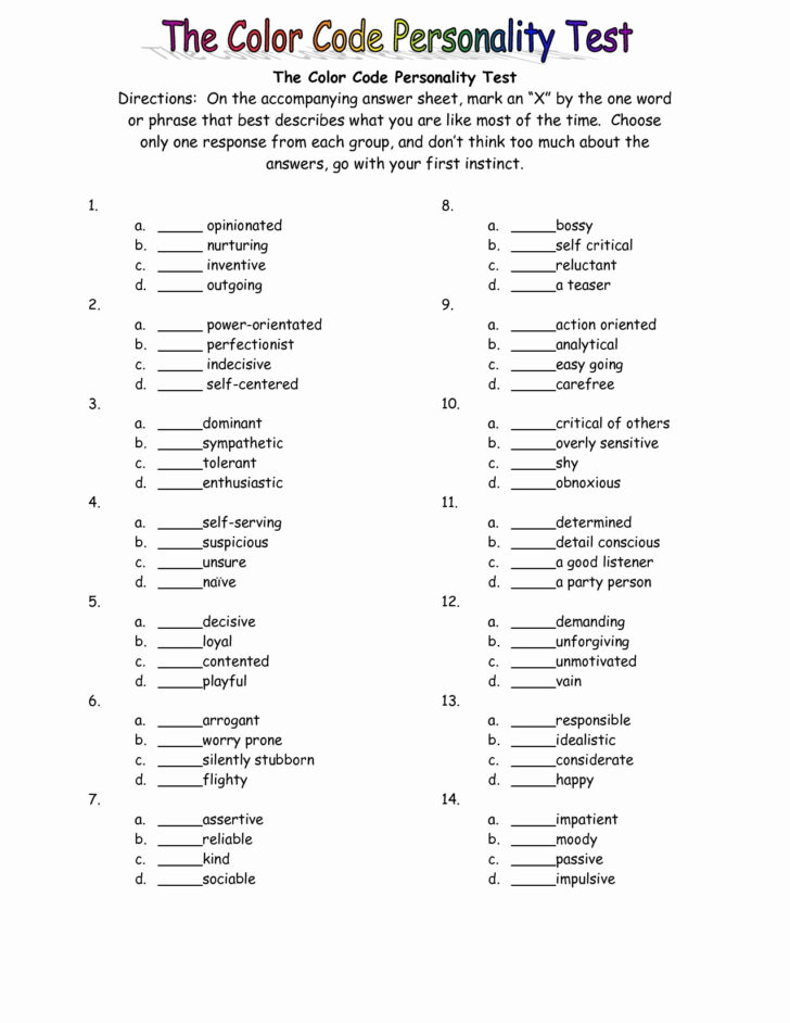 Free Printable Personality Test Free Printable A To Z Rossy Printable