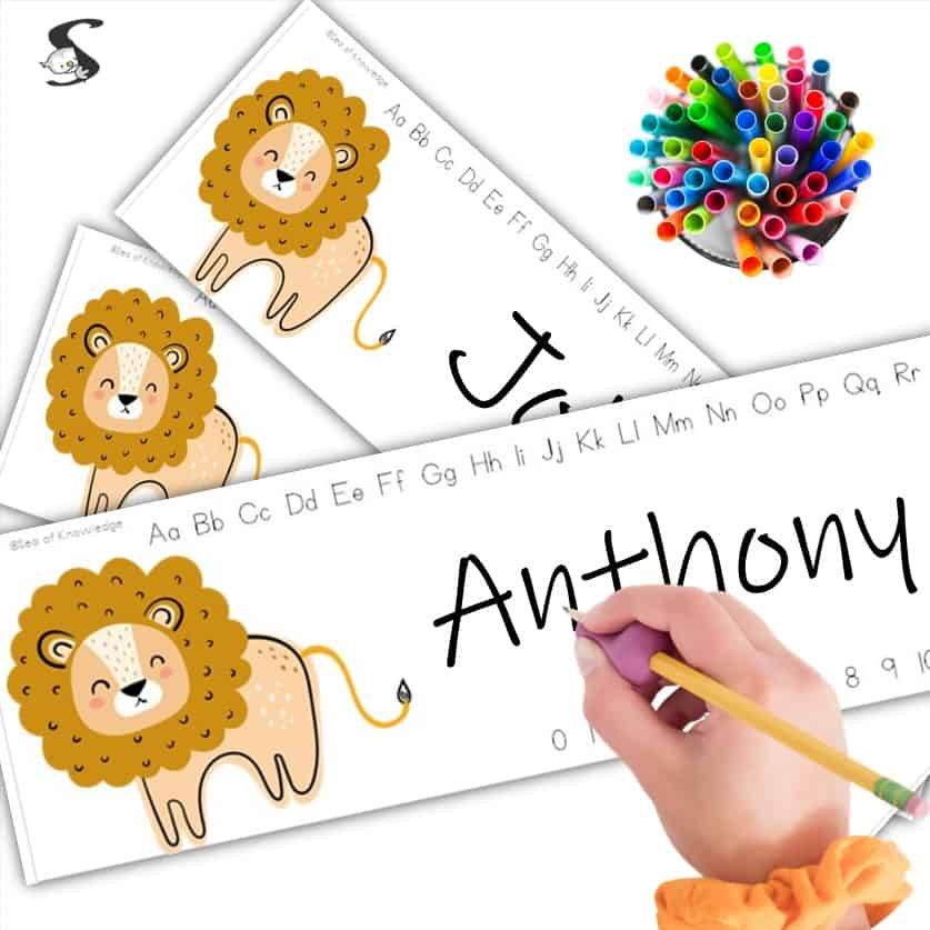 Free Printable Preschool Name Tags Lion Boho Theme